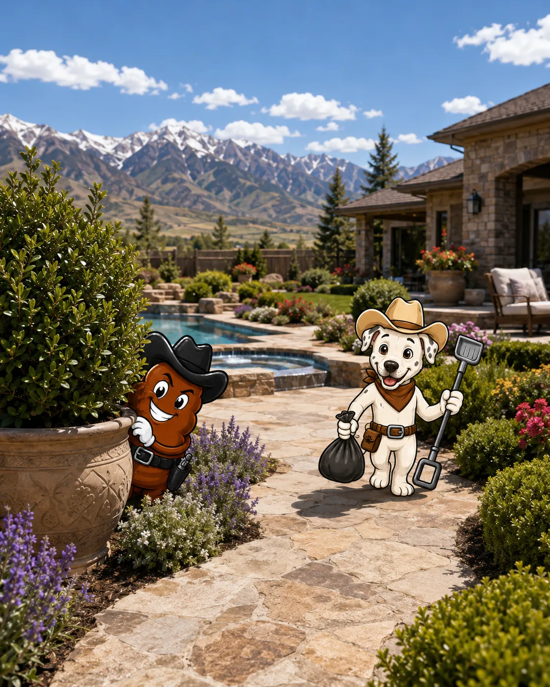 Sheriff Wyatt and Billy the Turd poolside