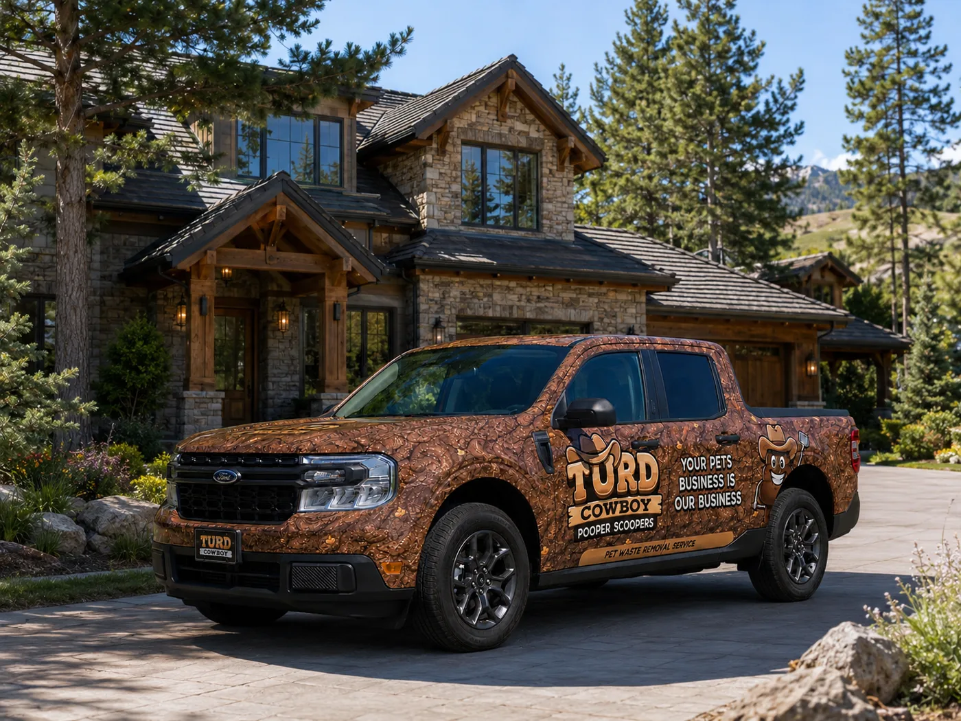 Truck at a cabin